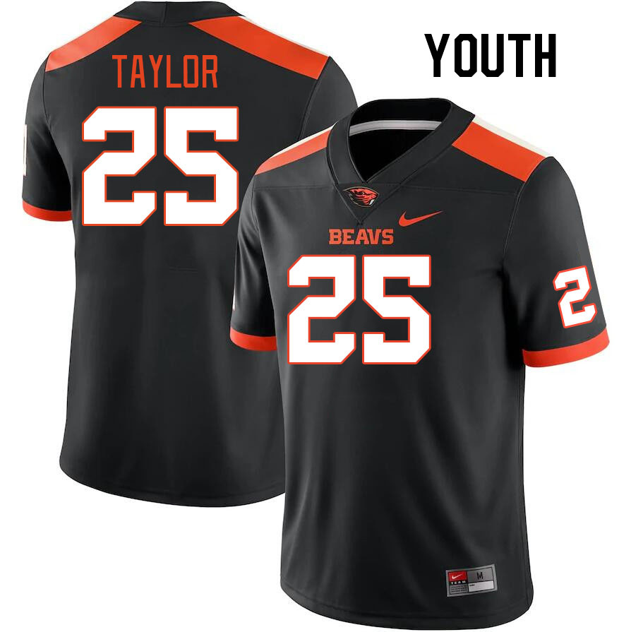 Youth #25 Nikko Taylor Oregon State Beavers College Football Jerseys Stitched-Black